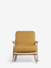 Fine Chenille Ochre Yellow Hampton Rocking Wooden Rocking Chair - Image 3 of 9