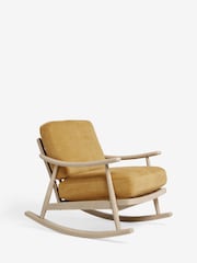Fine Chenille Ochre Yellow Hampton Rocking Wooden Rocking Chair - Image 6 of 9