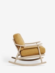 Fine Chenille Ochre Yellow Hampton Rocking Wooden Rocking Chair - Image 7 of 9