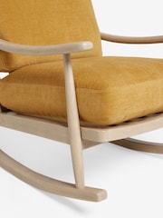 Fine Chenille Ochre Yellow Hampton Rocking Wooden Rocking Chair - Image 8 of 9