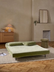 Relaxed Chenille Olive Green Palma Double Sofa Bed - Image 2 of 12