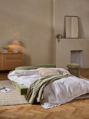 Relaxed Chenille Olive Green Palma Double Sofa Bed - Image 3 of 12
