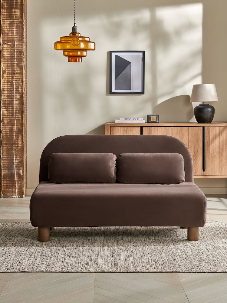 Soft Velvet Chocolate Brown Palma Double Sofa Bed - Image 1 of 11