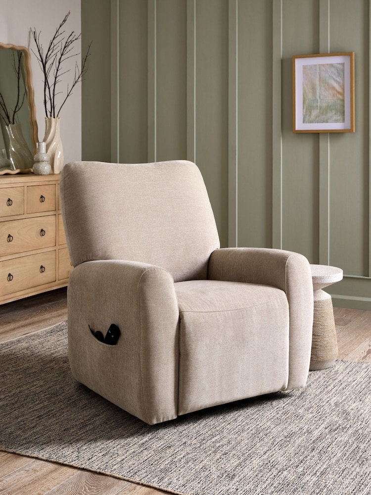 Fine Chenille Mink Brown Jaxon Riser Recliner Armchair - Image 1 of 15