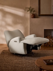 Soft Cosy Boucle Ivory Jaxon Swivel Recliner Armchair - Image 3 of 12