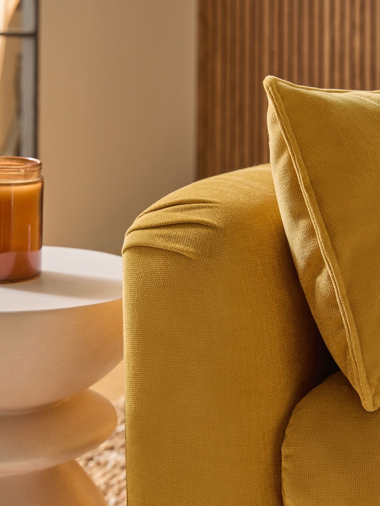 Fine Chenille Ochre Yellow Emory Compact 2 Seater Sofa in a Box - Image 2 of 9