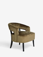 Plush Chenille Moss Green Remi Wood Accent Chair - Image 2 of 7