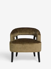 Plush Chenille Moss Green Remi Wood Accent Chair - Image 4 of 7