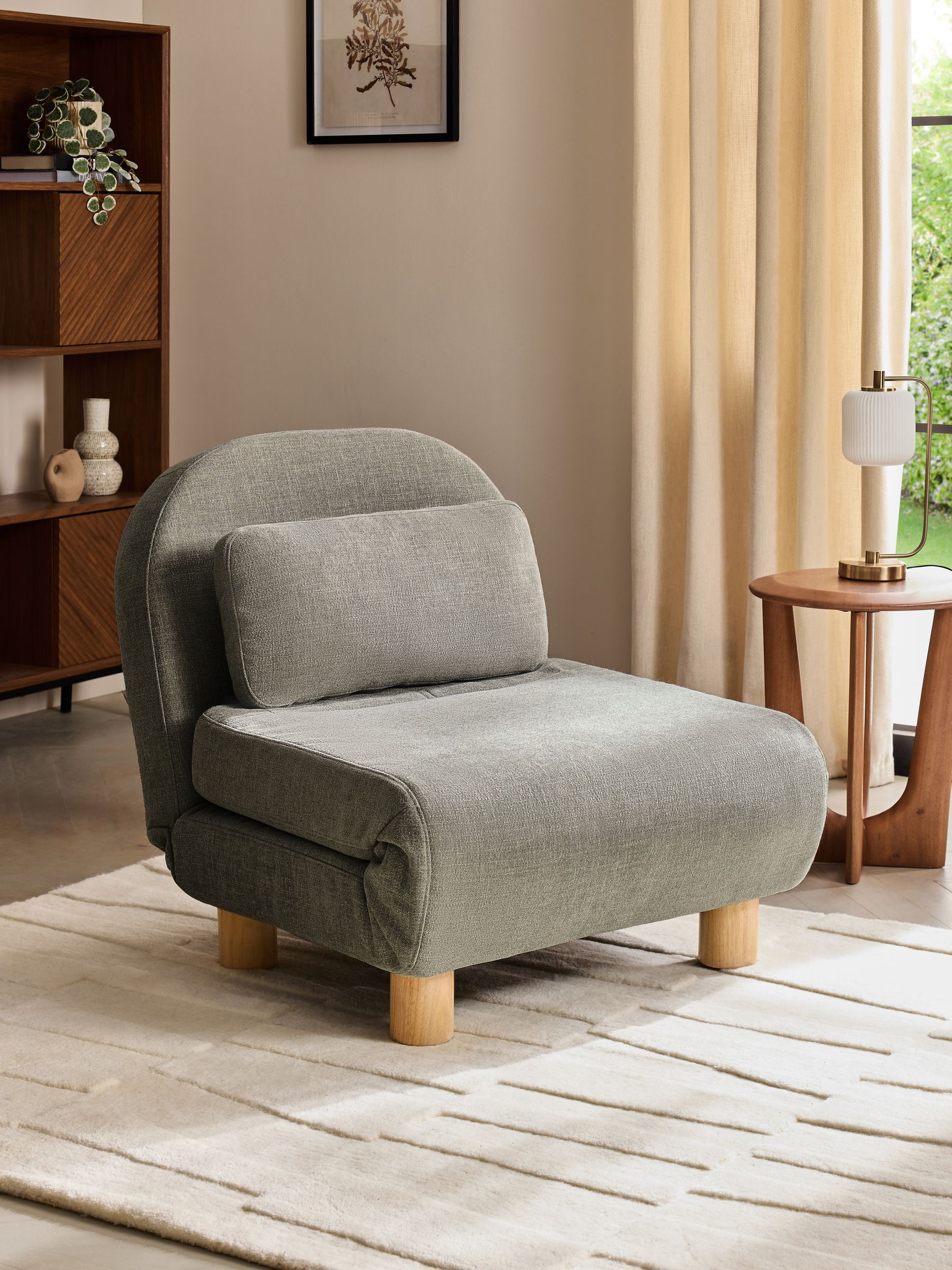 Buy Brushed Weave Light Warm Grey Palma Single Sofa Bed from Next Ireland