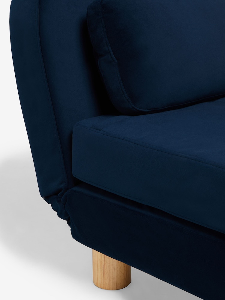 Soft Velvet Navy Blue Palma Single Sofa Bed - Image 11 of 11 Soft Velvet Navy Blue Palma Single Sofa Bed - Image 11 of 11