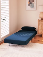 Soft Velvet Navy Blue Palma Single Sofa Bed - Image 2 of 11