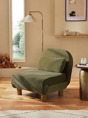 Relaxed Chenille Olive Green Palma Single Sofa Bed - Image 1 of 13
