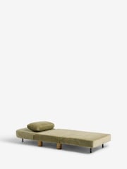 Relaxed Chenille Olive Green Palma Single Sofa Bed - Image 11 of 13