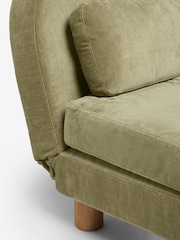 Relaxed Chenille Olive Green Palma Single Sofa Bed - Image 12 of 13
