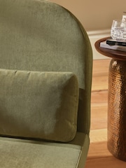 Relaxed Chenille Olive Green Palma Single Sofa Bed - Image 6 of 13