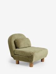 Relaxed Chenille Olive Green Palma Single Sofa Bed - Image 7 of 13