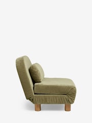 Relaxed Chenille Olive Green Palma Single Sofa Bed - Image 9 of 13