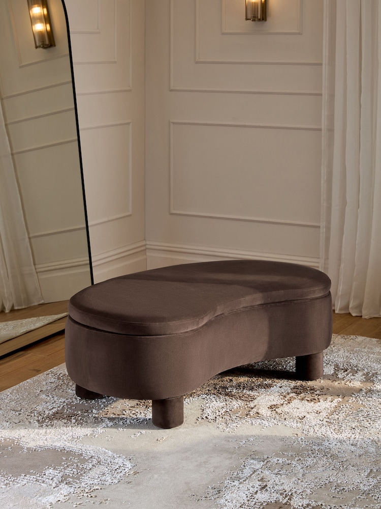 Soft Velvet Chocolate Brown Bloor Storage Coffee Table - Image 1 of 8