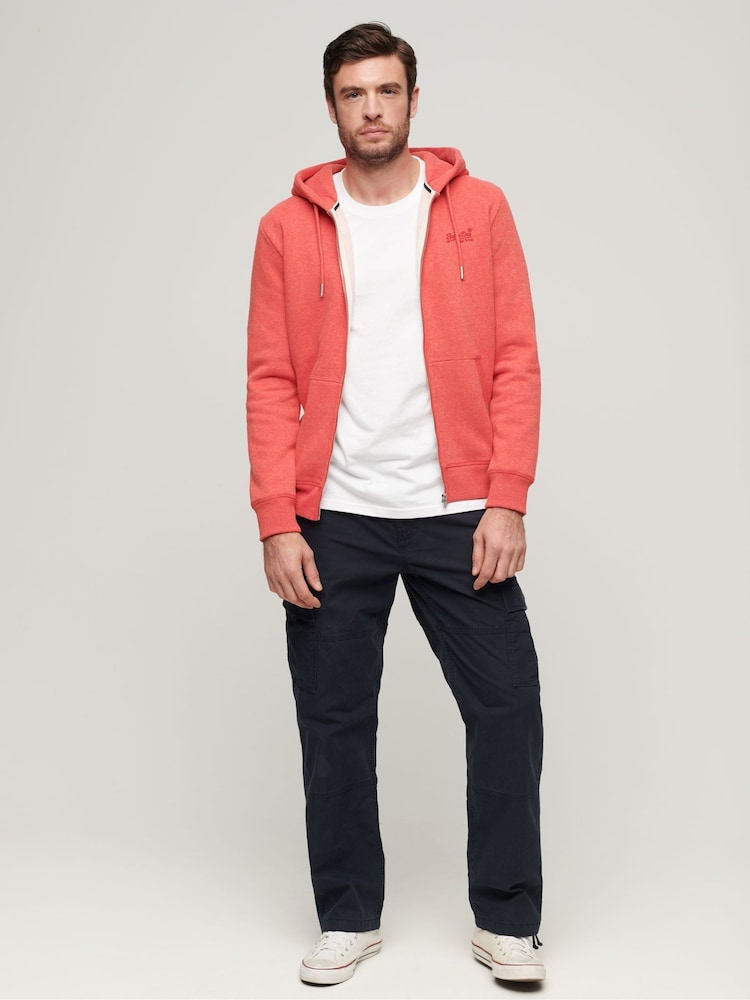 Superdry Red Essential Logo Zip-Up Hoodie - Image 2 of 3