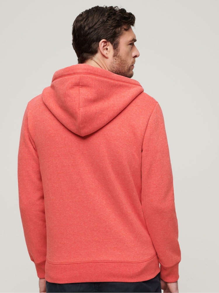 Superdry Red Essential Logo Zip-Up Hoodie - Image 3 of 3
