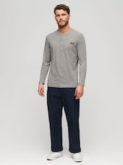 Superdry Grey Vintage Logo Embroidered Henley Top - Image 2 of 3