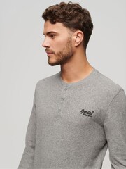 Superdry Grey Vintage Logo Embroidered Henley Top - Image 3 of 3