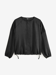Black Satin Bomber Jacket - Image 6 of 8