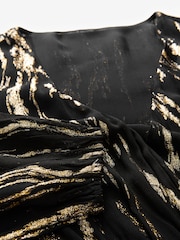 Black/Gold Mini Wrap Ruffle Dress - Image 7 of 8