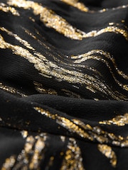 Black/Gold Mini Wrap Ruffle Dress - Image 8 of 8
