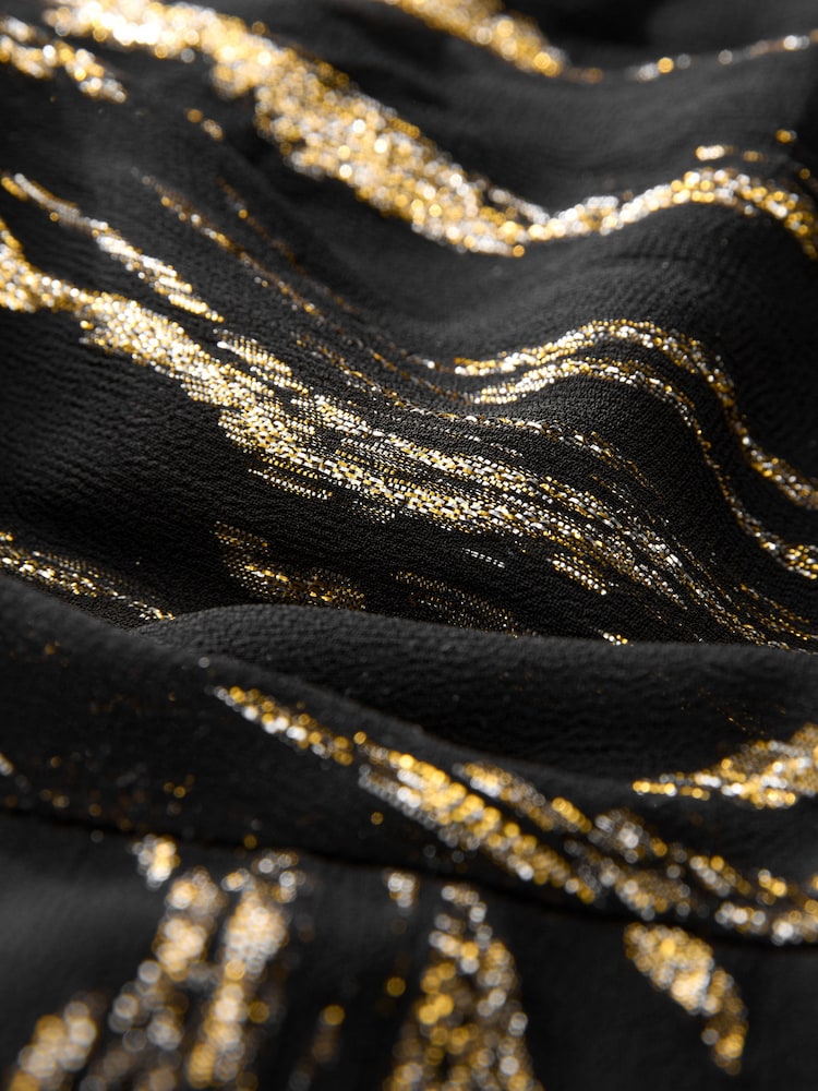 Black/Gold Mini Wrap Ruffle Dress - Image 8 of 8
