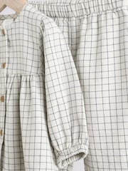 White Grid Print Woven Long Sleeve Top and Wide Leg Trousers Set (0mths-2yrs) - Image 12 of 16
