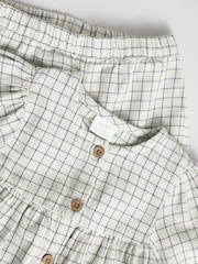 White Grid Print Woven Long Sleeve Top and Wide Leg Trousers Set (0mths-2yrs) - Image 13 of 16