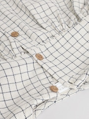 White Grid Print Woven Long Sleeve Top and Wide Leg Trousers Set (0mths-2yrs) - Image 14 of 16