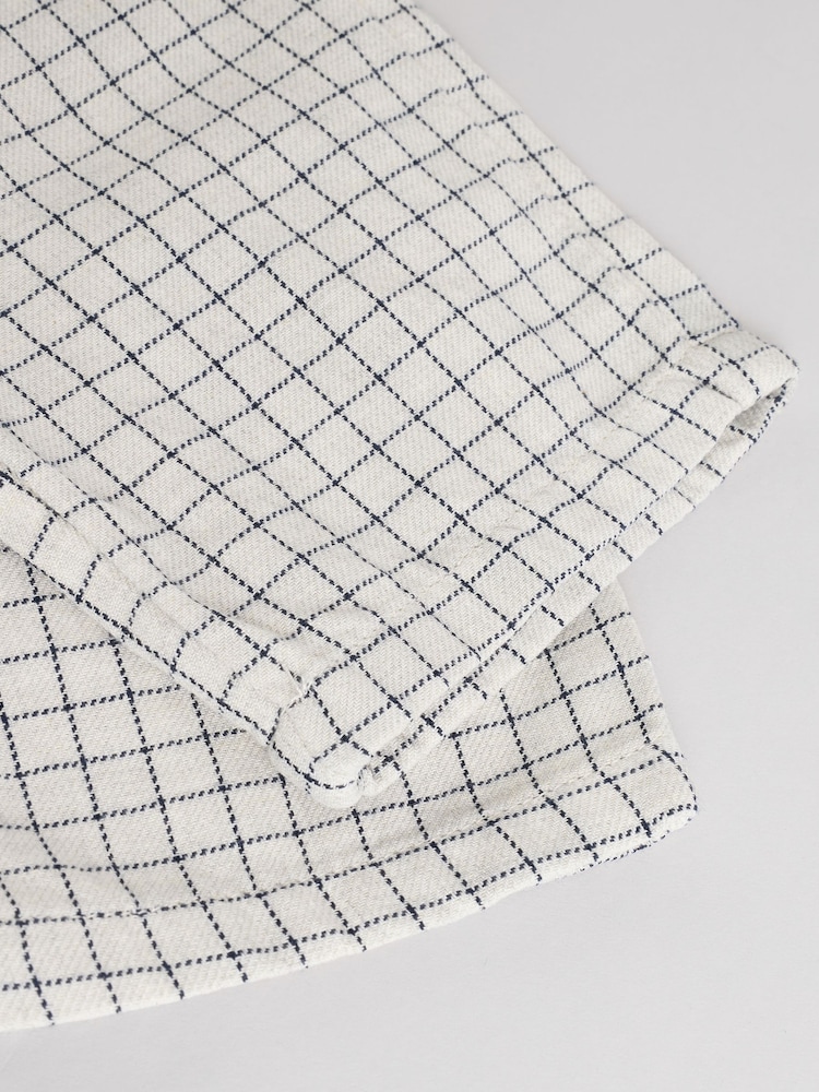White Grid Print Woven Long Sleeve Top and Wide Leg Trousers Set (0mths-2yrs) - Image 16 of 16