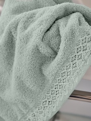 Shabby Chic by Rachel Ashwell® Sage Green Crochet Lace 100% Cotton Towel - Image 4 of 5