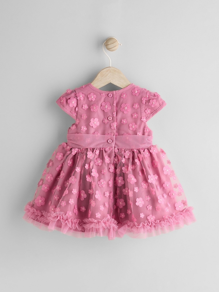 Beerenrosa – 3D-Blumen - Baby-Kleid für besondere Anlässe (0 M.–2 J.) - Bild 2 von 7 Beerenrosa – 3D-Blumen - Baby-Kleid für besondere Anlässe (0 M.–2 J.) - Bild 2 von 7