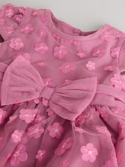 Berry Pink 3D Flowers Baby Occasion Dress (0mths-2yrs) - Image 4 of 7