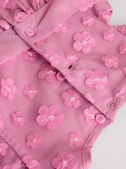Berry Pink 3D Flowers Baby Occasion Dress (0mths-2yrs) - Image 5 of 7
