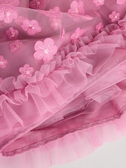 Berry Pink 3D Flowers Baby Occasion Dress (0mths-2yrs) - Image 6 of 7