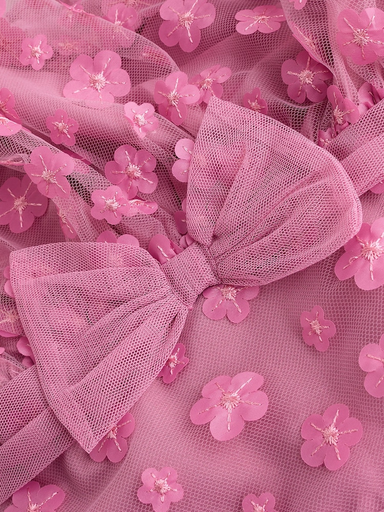 Berry Pink 3D Flowers Baby Occasion Dress (0mths-2yrs) - Image 7 of 7