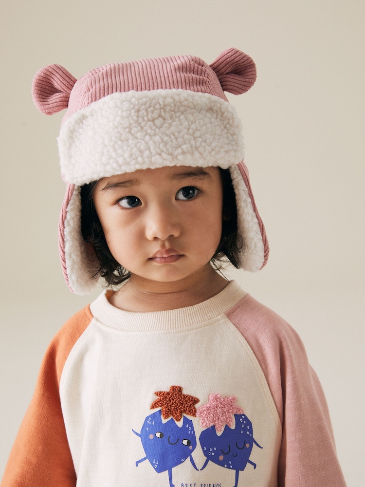 Pink Corduroy Trapper Hat (3mths-10yrs) - Image 1 of 6