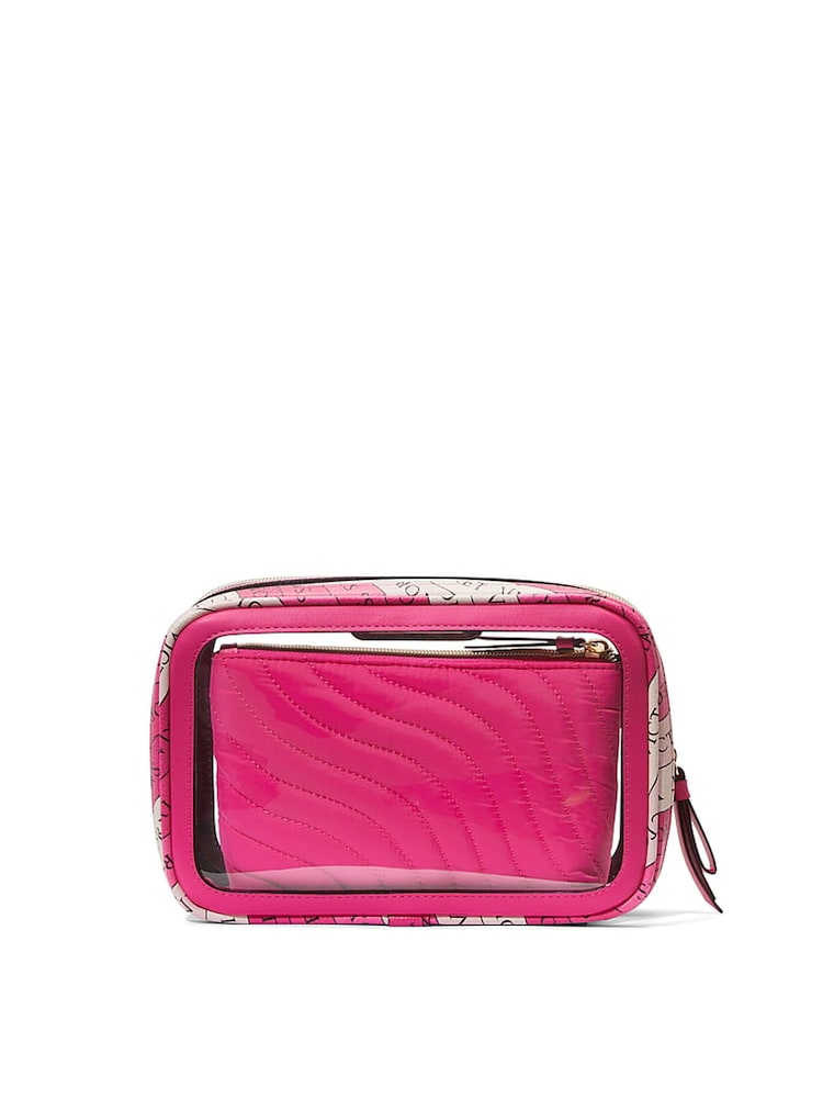 Victoria's Secret Hot Pink Travel Trio Makeup Bag - Image 3 of 3