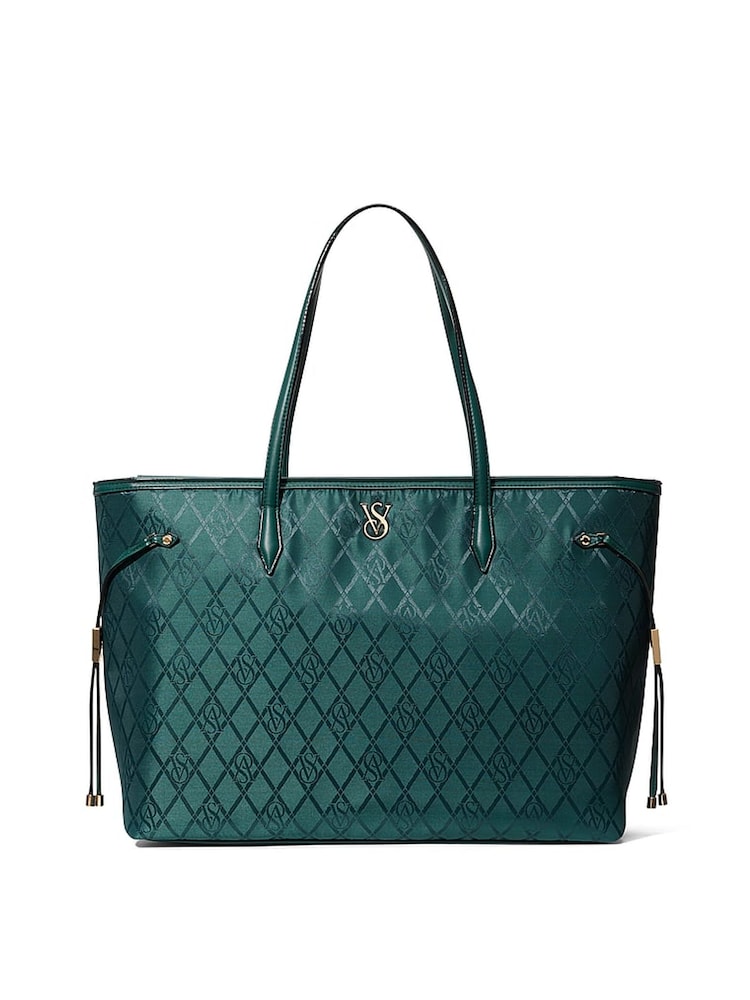 Victoria's Secret Black Ivy Green Tote Bag - Image 1 of 5 Victoria's Secret Black Ivy Green Tote Bag - Image 1 of 5