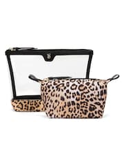Victoria's Secret Leopard Brown AM/PM Makeup Bag Duo - Image 1 of 3