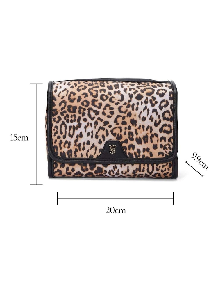 Victoria's Secret Leopard Brown Jetsetter Hanging Make Up Bag - Image 4 of 4