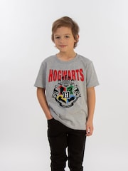 Brands In Grey 100% Cotton Harry Potter Hogwarts Emblem Boys Heather T-Shirt - Image 1 of 3