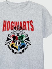 Brands In Grey 100% Cotton Harry Potter Hogwarts Emblem Boys Heather T-Shirt - Image 3 of 3
