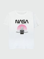 Brands In White 100% Cotton NASA Space Shuttle Sunset Girls T-Shirt - Image 2 of 3