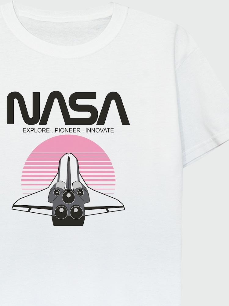 Brands In White 100% Cotton NASA Space Shuttle Sunset Girls T-Shirt - Image 3 of 3