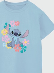 Brands In Blue 100% Cotton Lilo And Stitch Flowers Girls Baby T-Shirt - Image 3 of 3